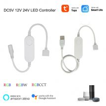 WiFi Smart Mini Led Controller DC 5V 12V 24V RGBW RGBWW RGB+CCT RGB Strip Controller TUYA Smart Life APP Echo Plus Voice Control
