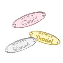 Etichette personalizzate fatte a mano abbigliamento fai da te regalo rettangolo acrilico etichetta artigianale per abiti fatti a mano nome personalizza ellisse