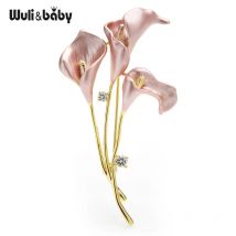 Wuli&baby Neue Emaille Lilie Blume Broschen Für Frauen 3-farbe Hochzeiten Bankett Büro Brosche Pins Geschenke