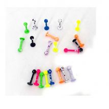 10Pcs/Lots Rainbow Surgical Stainless Steel Lip studs Ring Barbell1.2*8*3mm Labret  For Women Men Lip  Piercing Jewelry