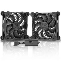 SXDOOL Leiser Dual-120-mm-USB-Lüfter mit Geschwindigkeitsregler, für Empfänger, DVR, Playstation, Xbox, Computerschrank, Kühlung