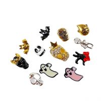 50Pcs Mixed Nail Charms Halloween For Acrylic Nails 3D Mixed Skull Pumpkin Skeleton Hands Bat Witch Spider Nail Art Pendant