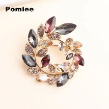 Pomlee Strass Kristall Oliven Broschen Unisex Damen und Herren Brosche Pin Kragen Schmuck Anzug Mantel T-Shirt Kleid Zubehör