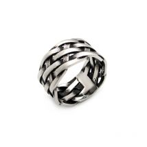 Punk 316L Stainless Steel Silver Color Braided Ring Classic Men's Viking Amulet Rings Nordic Jewelry