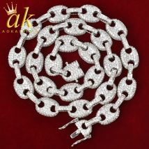Aokaishen Kaffeebohne kubanische Glieder kette für Männer echte vergoldete Hip Hop Schmuck Trend Bestseller