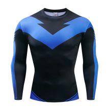 Men's Compression T-shirt Super Hero N-wing Long Sleeves T Shirt Tops Tight Cycling Sport Tee Costume