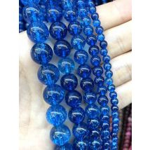 Wholesale Natural Stone Blue Crackle Crystal  Quartz Round Loose Beads 4 6 8 10 MM Pick Size Diy Bracelet For Jewelry Making