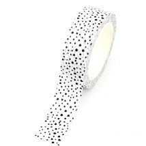 NEW 1PC. Decorative Cute Black Dots on White Washi Tapes DIY Journaling Adhesive Masking Tape Kawaii Stationery Supplies