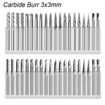 3x3mm 1/8" Tungsten Carbide Burr Carving Engrave Rotary Rasp File Diamond Grinding Steel Wood Metal Stone Working Milling Cutter