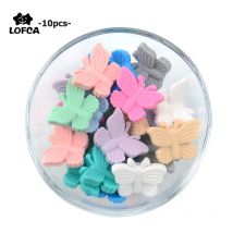 LOFCA Schmetterling Perlen Silikon 10 stücke Beißringe BPA Frei DIY Lose Perlen Für Zahnen Halskette Tier Geformt Nette Zahnen Spielzeug