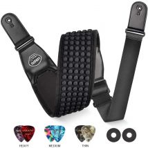 LEKATO Guitar Strap 3D Sponge Filling Bass Electric Guitar Strap 3.5 inch Wide Adjustable with 6 Picks with pick holder
