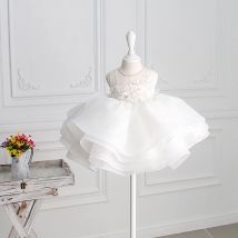 Weiß Spitze Kleider Für Mädchen Taufe Taufe Kleid Perle Kuchen Outfits Kleidung für Taufe 1 jahr