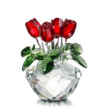 Souvenir Geschenk Kristall rote Rose Blume Figur Frühling Blumenstrauß Skulptur Ornamente Geschenk box nach Hause Hochzeit Dekor Gefälligkeiten