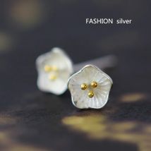 Neue 2019 Hohe Qualität 925 Sterling Silber Stud Ohrring für Frauen Schmuck Großhandel Geschenk Lotus Blume Ohrringe