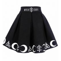 2025Harajuku Punk Rock Gothic Rock Schwarze Frauen Hexe Mond Gedruckt Hohe Taille Stern Druck Goth Plissee Emo Alt Y2K Mini Röcke
