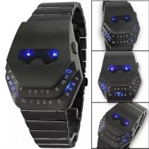 Spersonalizowany zegarek męski Męskie zegarki LED Unikalna tarcza Czarny Wielofunkcyjne zegarki elektroniczne ze stali nierdzewnej Reloj Hombre