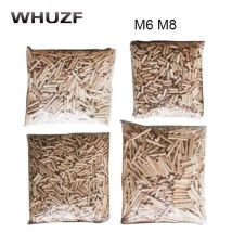 500/1000 stücke M6/M8 * L mm Holz Dübel Schrank Schublade Runde Geriffelte Holz Handwerk Dübel Pins Stange Set möbel Montage holz dübel pin
