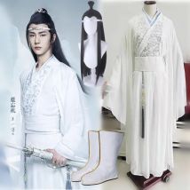Anime MO DAO ZU SHI Lan Wangji Cosplay Kostüm TV Serie Die Untamed Halloween Weihnachten Kostüme Für Frauen Männer lange perücke schuhe