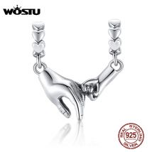 Wostu Sterling Silber Hand in Hand Perle besonderen Charme fit Original Armband DIY Herstellung Halskette Anhänger Schmuck cqc1700