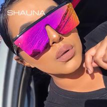SHAUNA Occhiali da sole quadrati classici con sommità piatta Donna Designer di marca Tonalità con rivestimento a specchio viola UV400