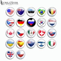 12mm 14mm 16mm 20mm 25mm 452 10 teile/los Nationalen Flagge Mix Runde Glas Cabochon Schmuck finding 18mm Druckknopf Charme Armband