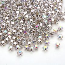 4mm Silber Klaue Basis glas Kristall Glitter Strass Nähen Auf steine DIY Kleider Klar Kristall AB perlen SS16 1440 stücke