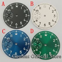 37mm sterile Black White Blue Green Watch Dial Green Luminous Fit eta 6497 Sea gull st36 Watch Parts