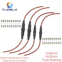 5 uds 5*20mm 6*30mm portafusibles de vidrio tipo tornillo 5X20mm con 22 20 18 16 14AWG Cable 250V 5X20MM tubo de fusible de vidrio carcasa de fusible