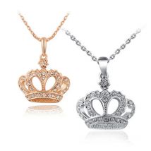 VOQ Mode Neue Volle Kristall Krone Anhänger Halsketten für Frauen Prinzessin Kette Halskette Schmuck Partei Geschenke Großhandel