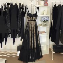 LORIE Polka Dot Schwarze Ballkleider 2024, herzförmiger Spaghettiträger, formelle Veranstaltungen, Abendkleider, Abschlussfeier-Kleider, individuell gestaltet