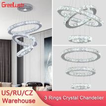 Lampadari ad anelli di lusso per sala da pranzo Decorazioni per la casa moderne in acciaio inossidabile Illuminazione a sospensione Lampadari a soffitto in cristallo K9