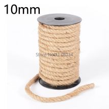 10mm 1m-100m Corda di iuta naturale Spago resistente Cavo intrecciato di canapa Corda di macramè Fai da te Fatto a mano Decorazione della casa di nozze