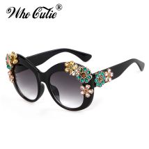 Übergroße Diamant-Sonnenbrille für Damen, 2022, Luxusmarke, Designer, Retro, Vintage, 80er-Jahre, Barock, Cateye-Strass-Sonnenbrille, Schattierungen 675