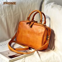PNDME mode retro echtes leder frauen kleine quadratische tasche handtasche casual natürliche rindsleder damen party schulter messenger tasche