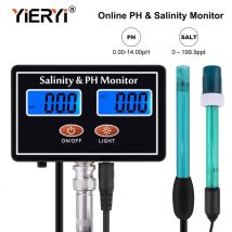Yieryi Online PH & Salzgehalt Monitor 2 in 1 Aquarium Wasser Qualität Meter Meerwasser Salz Tester für Pool Spa Fisch teich Aquakultur