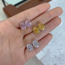 Oval 3ct Moissanite  Topaz Stud Earring 100% Real 925 sterling silver Jewelry Engagement Wedding Earrings for Women Bridal
