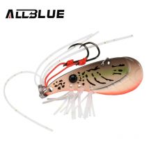 ALLBLUE Crazy Shrimp 7g 14g Metall-VIB-Sinking-Blade-Spoon-Angelköder für Barsch, künstlicher Köder mit Jig-Assist-Haken und Gummischürze