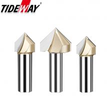 Tideway 90 Degrees V-type Woodworking Milling Cutter Carbide CNC Router Bit V Groove for Wood MDF Cutting Slotting Engraving
