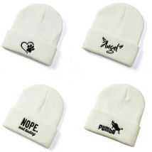 Frauen männer gestrickte Beanie hut Stickerei Buchstaben herbst winter kappe junge mädchen kinder beanie cap hut für frauen männer
