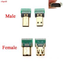 1 stücke 19p mini micro hdmi-kompatible männliche stecker vergoldet d typ weiblich stecker mit pcb micro hdmi-kompatible buchse