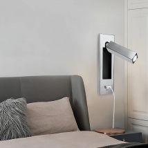 SANDIY Wand Licht LED Nachtlicht mit USB-Lade Drehbare Nacht Lampe für Schlafzimmer Study Lesen
