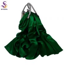 [BYSIFA] Reine Seide Grün Seide Schal Schal Frauen Mode Luxus Georgette Seide Lange Schals Damen Marke Kopf Schal cape180*70cm