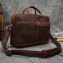 Retro Laptop Aktentasche Tasche Echtes Leder Handtaschen Casual 15,6 "Business Tasche Tägliche