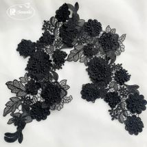 Milch Seide Stickerei mehr schicht ige 3D-Blumen Spitze Spiegel Applique, Dekorative Näh zubehör, Brautkleider, RS2899