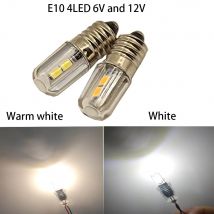 2PCS 6V 12V E10 LED Bulb Lamp Warm whtie  and White