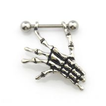 2 Pieces High Quality Skull Hands Punk Titanium Surgical Stainless Steel Barbell Nipple Piercing Body Jewelry For Women Men
