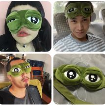 Funny Creative Pepe The Frog 3D Eye Mask Cover Cartoon Soft Plush Sleeping Mask Green Cute Eyeshade Blindfold Gift Women Girls