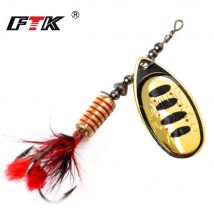 FTK 1szt Spinner Bait 7.5g 12g 17.5g Hard Spoon Bass Lures Metalowa przynęta wędkarska z kotwiczkami z piór do łowienia szczupaków