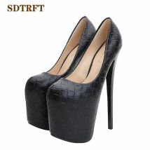 SDTRFT Cross dresser Schuhe Frau Plattformen 20cm dünne High Heels sexy Round Toe Club Pumps Damen Hochzeit Stiletto plus Größe: 34-50