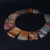 15 Stück oben gebohrte Picasso-Jaspis-Trapezplatte, abgestufte Halsketten-Anhänger, natürliche Bildsteinperlen, trendiger Schmuck, Mking